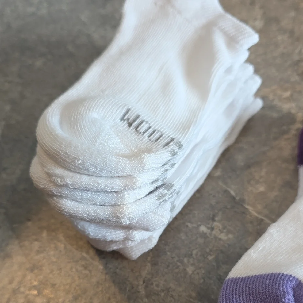 (J37) Fruit of the Loom Kids Ankle Socks - White, Purple, Blue, Pink Sz M